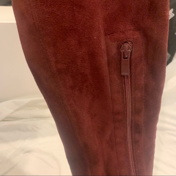 Maroon red lace back boots - Picture 6 of 6